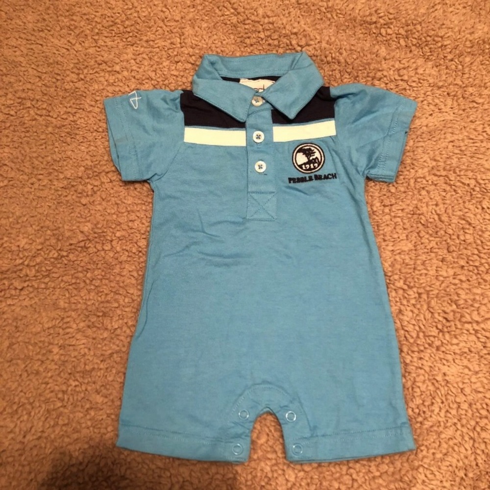 Pebble Beach baby boy polo romper